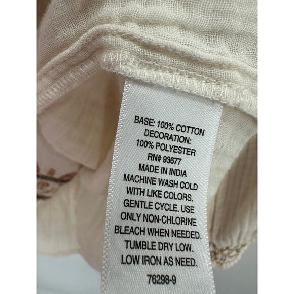 ANA A New Approach Top Women LARGE Cream Long Sleeve Floral Tassel Tie - Picture 6 of 8